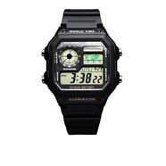 卡西歐（CASIO）男表小方塊電子表 運動(dòng)手表學(xué)生手表 多功能防水男士手表 小方表綠圖膠帶AE-1200WH-1B