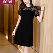 俞兆林顯瘦小黑裙女裝短袖t恤連衣裙夏季新款寬松直筒小個(gè)子a字雪紡裙子 黑色 4XL