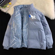 DIDGERIDOO官方潮牌棉服男女羽絨棉冬季厚款保暖休閑雙面穿棉衣外套男棉襖 淺藍（NE01） XL （建議120-140斤）