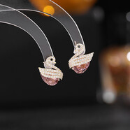 BOMP施家華洛世奇鋯天鵝耳釘女氣質(zhì)微鑲鋯石藍色水晶耳環(huán)S925銀針音符 咖水晶