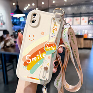 直雨溪彩虹愛(ài)心蘋(píng)果Xsmax手機殼Xr可斜挎6s腕帶ip7女新款8plus帶掛繩支架創(chuàng  )意網(wǎng)紅高級感硅膠防摔保護套 【斜挎腕帶掛繩白】CF1038笑臉彩虹 iPhone6sPlus
