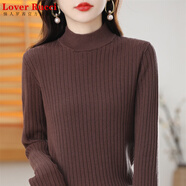 LOVER RUCCI100%純棉半高領(lǐng)毛衣女新款2025年秋冬長(zhǎng)袖針織衫內(nèi)搭打底衫 咖啡 3XL