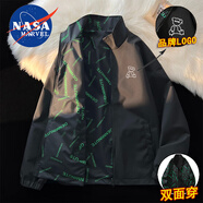 NASA MARVEL夾克男春秋季外套潮流休閑立領(lǐng)雙面穿寬松春款情侶裝 黑色 L