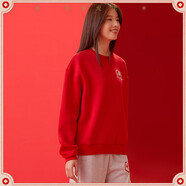 安踏（ANTA）好事發(fā)生丨新年款紅色圓領(lǐng)衛(wèi)衣女秋季套頭針織衫 濃郁紅-2 M
