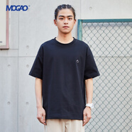 摩高M(jìn)OGAO男裝夏季情侶款簡(jiǎn)約圓領(lǐng)短袖T恤基礎(chǔ)打底衫體恤521612107 黑色 M