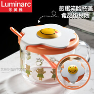 Luminarc/樂(lè )美雅玻璃杯鋼化變色水杯500ml牛奶燕麥早餐杯可微波 1只糖果橙小熊杯-帶勺