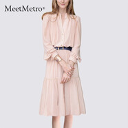 MeetMetro瑪依爾法式仙女連衣裙女2025秋新款高端氣質(zhì)純欲風(fēng)裙子禮服長(zhǎng)裙 藕粉MG184213 L