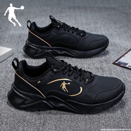 喬丹男鞋運動(dòng)鞋子2025冬季新款皮面防水休閑鞋戶(hù)外運動(dòng)耐磨輕便休閑鞋 黑色/金色230 41