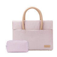 AP好看的手提電腦包女14英寸小眾文件袋公文通勤包INS適用15.6英寸于蘋(píng)果華為聯(lián)想小新保護袋 藕紫色小唯手提【多隔層 毛絨內襯保護】+電源包 (中號)適用13-14寸筆記本電腦