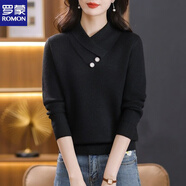 羅蒙羊毛衫女年輕媽媽秋冬新款加厚毛衣女洋氣時尚寬松顯瘦上衣保暖 黑色 3XL (建議130-140斤)