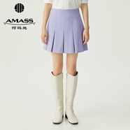 阿瑪施（AMASS）女裝新款簡約百搭羊毛A字半身百褶短裙5200471 丁香紫 M (3碼)