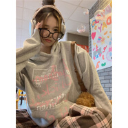 Radinka2024秋冬新款慵懶風(fēng)bf連帽衛衣女加絨加厚韓版ins假兩件外套RZS 原宿風(fēng)涂鴉灰色加絨款 M