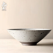九土 手工粗陶餐具套裝復(fù)古風(fēng)碗和風(fēng)陶盤碟子碗盤家用日式粗陶食器 大湯碗 復(fù)古白