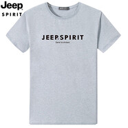 JEEP SPIRIT吉普短袖t恤男夏季新款上衣半袖打底衫體恤休閑T恤男裝圓領(lǐng)短t 9002款淺灰色 3XL