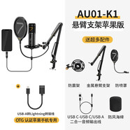 7RYMS七語(yǔ)（7RYMS）AU01直播配音麥克風(fēng)電腦桌面USB電容麥克風(fēng)內置聲卡專(zhuān)業(yè)全指向錄制K歌錄音設備 【懸臂蘋(píng)果版套裝】全設備通用 官方標配