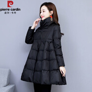 皮爾卡丹（pierre cardin）冬季時(shí)尚棉衣女2025新款a字斗篷羽絨棉服中長(zhǎng)款大擺保暖棉襖 黑色 L 110-120斤
