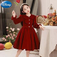 迪士尼（Disney）女童禮服高端秋冬兒童紅色公主裙花童婚禮小女孩鋼琴演出服蓬蓬裙 紅色單款 150 建議140厘米