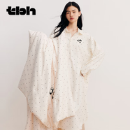 野獸派家居熊貓嘭嘭天絲棉條紋家居襯衫裙女士家居服可外穿夏季睡衣 熊貓嘭嘭 天絲棉襯衫裙 波點(diǎn) XS