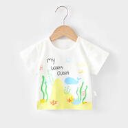 迷你木木屋兒童短袖夏季男童女童上衣夏天男女寶寶外出純棉短袖T恤親膚透氣 海底世界 80 cm 推薦身高73-79cm