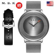M.B.K美國品牌進(jìn)口石英手表男士時(shí)尚休閑防水石英女表情侶表十大品牌 鋼殼灰面鋼網(wǎng)帶 女表 進(jìn)口機芯
