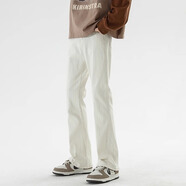 真維斯（Jeanswest）牛仔褲男2025春秋新款修身黑色vibe美式高街褲子復古微喇叭長(cháng)褲子 D021白色 微喇型 L