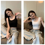 U領(lǐng)運(yùn)動(dòng)短款內(nèi)搭打底無(wú)袖吊帶上衣女夏黑色外穿緊身露臍小背心潮 黑色+白色 小碼建議70-105斤