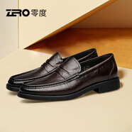 零度尚品Zero2025夏季新款男鞋商務(wù)英倫風(fēng)皮鞋男平底辦公一腳蹬正裝結(jié)婚鞋 暗棕色 41