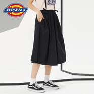 dickies半身裙女 純色學(xué)院風(fēng)a字中吊帶長(cháng)裙 DK010196 黑色 S （26）