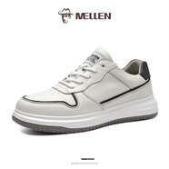 名郎 MELLEN男鞋板鞋2025新款頭層牛皮小白鞋時(shí)尚輕便防滑耐磨休閑皮鞋 灰色 41