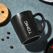 特美刻（TOMIC）陶瓷杯創(chuàng)意馬克杯大容量咖啡杯帶蓋男女士牛奶杯情侶水杯子帶蓋 黑色帶蓋 400ml