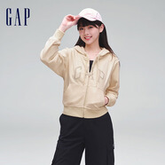 Gap女裝春秋L(fēng)OGO連帽法式圈織軟衛(wèi)衣外套402167 米黃色 S (160/80A)亞洲尺碼