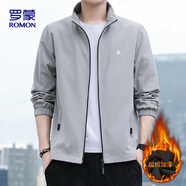 羅蒙（ROMON）夾克男潮流冬季商務(wù)行政立領(lǐng)休閑防風(fēng)加絨外套男裝JK83灰色L