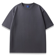 BINYUXD260克重磅短袖t恤男純棉夏季純色男士體恤情侶款圓領(lǐng)半袖打底衫潮 鐵灰色【280g重磅純棉】 M(適合105-125斤)