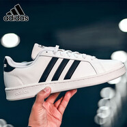 阿迪達(dá)斯（Adidas）NEO板鞋男鞋女鞋2025新款夏季網(wǎng)球鞋低幫緩震運(yùn)動(dòng)鞋 F36392白色 42.5