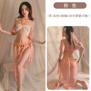 Rosainstyle【送老婆】國潮古風(fēng)抹胸漢服cosplay睡衣女制服睡衣套裝 粉色【頭飾+掛脖裹胸+仙女裙+T字 均碼