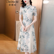 黛娜婭（Dainaya）旗袍女2025春夏季新款優(yōu)雅中國風日常改良復古漢服雪紡連衣裙2570 杏色 M