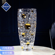 BOHEMIA新品進口水晶玻璃花瓶現(xiàn)代簡約水果盤裝飾花瓶擺件客廳擺件糖果缸 捷克麗博描金款花瓶35CM