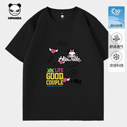 HI PANDA你好熊貓冰絲防曬短袖男舒適透氣涼感親膚2025夏季新款美式體恤衫 黑#PP散裝涂鴉HPD 2XL