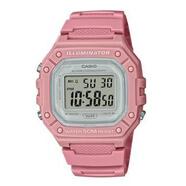 卡西歐（CASIO）男表小方塊電子表 運動(dòng)手表學(xué)生手表 多功能防水男士手表 方塊櫻花粉W-218HC-4A