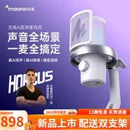 閃克 麥克風(fēng)電腦無線收音麥游戲直播唱歌k歌錄音降噪AI變音手機(jī)話筒臺式桌面麥克風(fēng)Horcus同款閃客dm40 DM40Pro白-雙支架款(贈10種變聲角色)