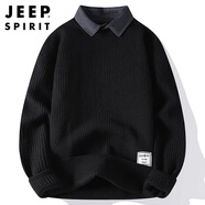 JEEP SPIRIT吉普毛衣男士襯衫領(lǐng)線(xiàn)衣假兩件秋冬季休閑寬松針織衫男款外套