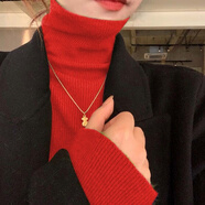 憶思減軟糯高領(lǐng)針織打底衫女春秋季2025新款堆堆領(lǐng)毛衣內(nèi)搭修身顯瘦上衣 紅色 S S【建議75-90斤】