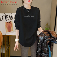 LOVER RUCCI中長(cháng)款打底衫春秋內搭小個(gè)子長(cháng)款長(cháng)袖t恤女遮屁股鯊魚(yú)褲搭配上衣 998-92A黑色 2XL 適合140-155斤