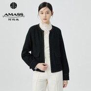 阿瑪施（AMASS）女裝新款圓領(lǐng)寬松細(xì)閃精致氣質(zhì)小香風(fēng)花呢外套女5400312 黑 S (2碼)