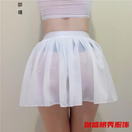 口旋超短裙性感齊小短裙 a字裙夜晚店辣妹露股裙雪紡百褶裙半身裙高腰 白色 均碼