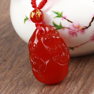 安楓臻萊真貨紅瑪瑙貔貅葫蘆吊墜男女吊墜項鏈掛墜平安情侶飾品 紅繩款