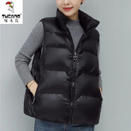 啄木鳥(niǎo)羽絨棉馬甲女短款2025新款秋冬韓版寬松百搭時(shí)尚背心坎肩馬夾外套 黑色 L 【建議105-120斤】