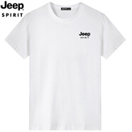 JEEP SPIRIT吉普短袖T恤男夏季新款棉質(zhì)圓領(lǐng)薄款休閑純色大碼體恤上衣寬松 9010白色 3XL /155-170斤