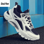 森馬品牌男鞋2025新款老爹鞋男士休閑運動(dòng)鞋男小白跑步鞋子潮鞋 F25黑色 43