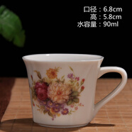 御壺堂陶瓷有耳茶辦公喝茶杯品茗杯帶柄小紫砂茶杯陶瓷功夫茶杯子小水杯 草綠色 百花爭艷四方杯